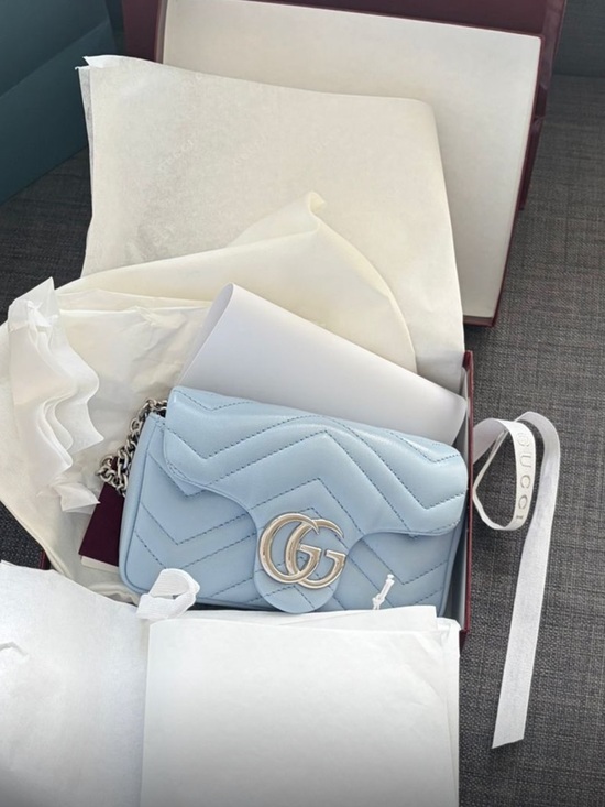 Gucci Handbags - Gucci Pastel Blue GG Marmont Quilted Shoulder/Crossbody Bag